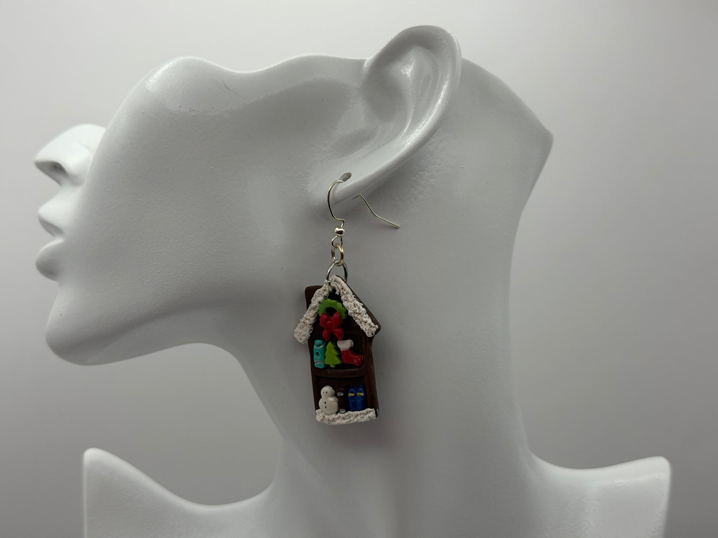 Christmas Cottage Bookshelf Earrings