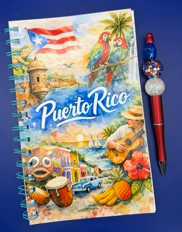 Puerto Rico Artisan Journal & Handmade Crystal Beaded Pen Gift Set