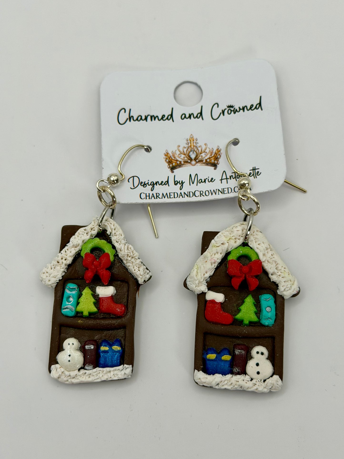 Christmas Cottage Bookshelf Earrings