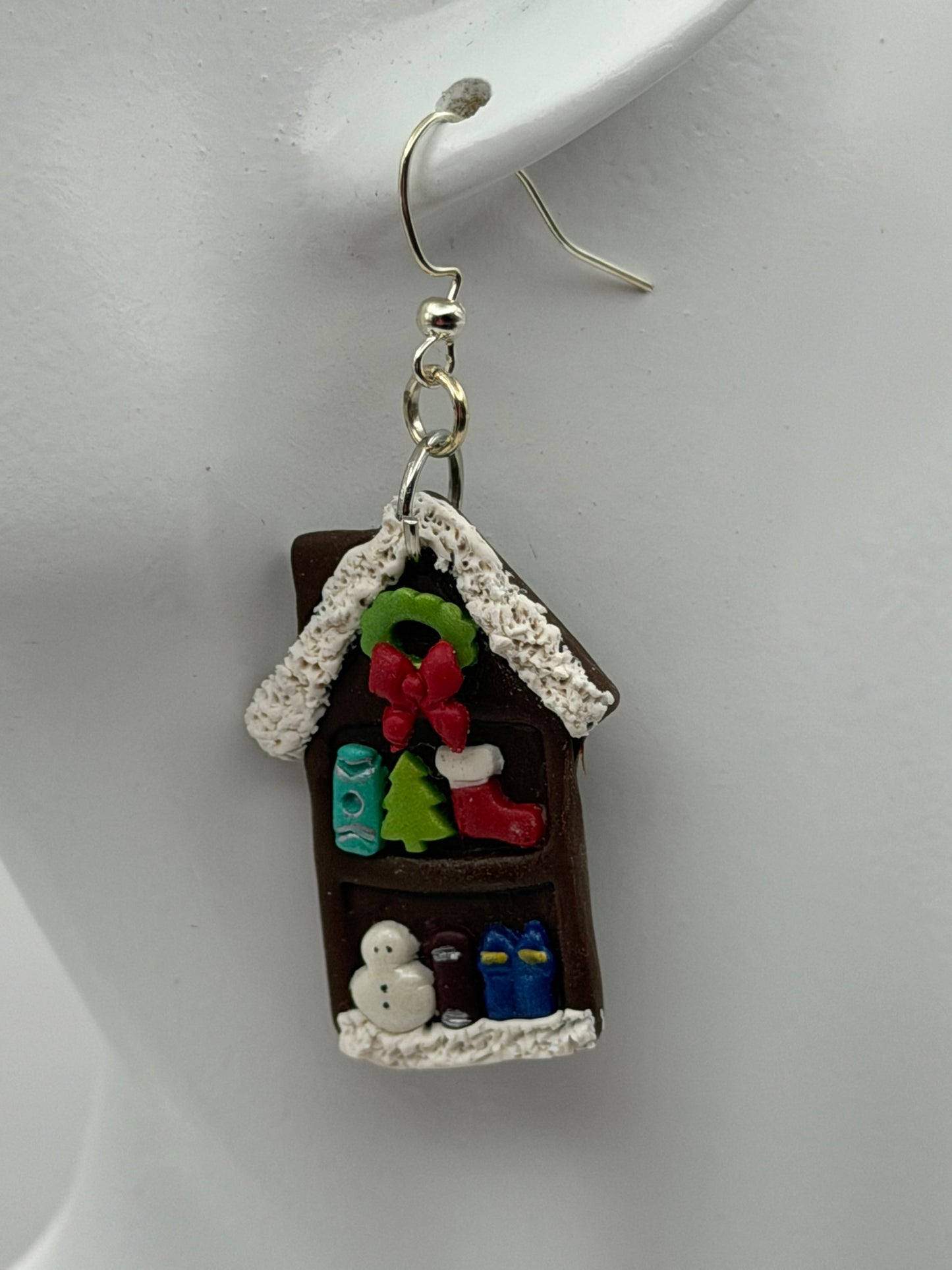 Christmas Cottage Bookshelf Earrings