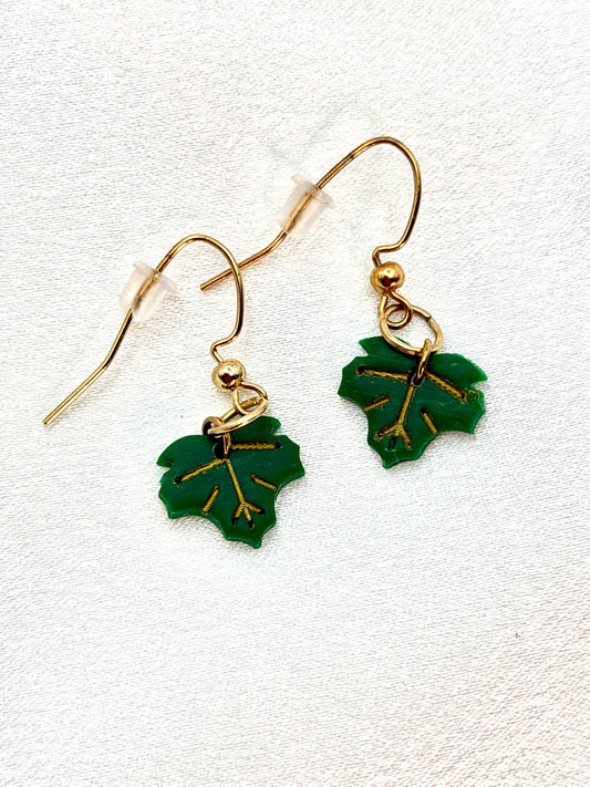 Gilded Maple Leaf Polymer Clay Earrings