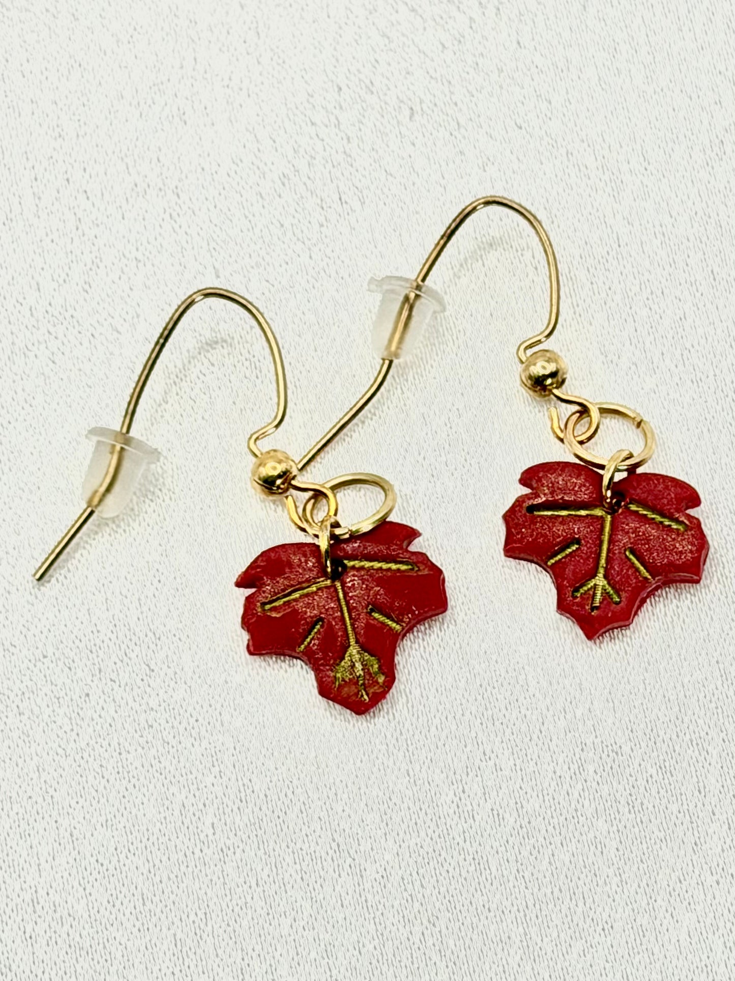 Gilded Maple Leaf Polymer Clay Earrings