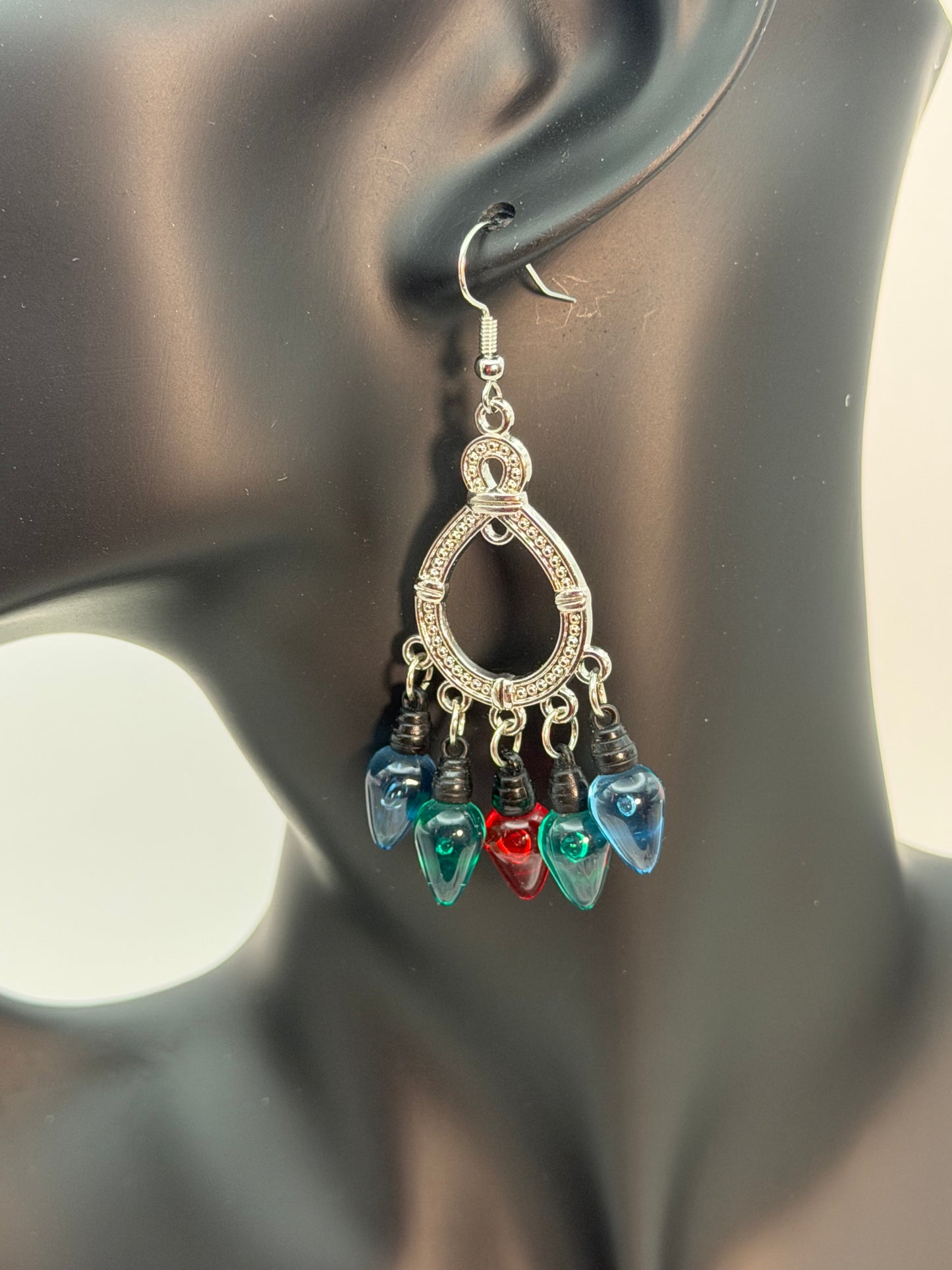Merry & Bright Christmas Light Charm Earrings-Oval Chandelier | Holiday Earrings