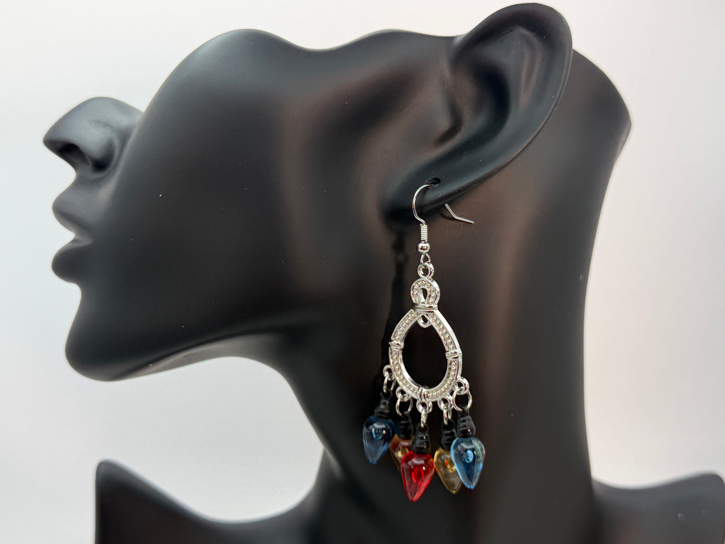 Merry & Bright Christmas Light Charm Earrings-Oval Chandelier | Holiday Earrings