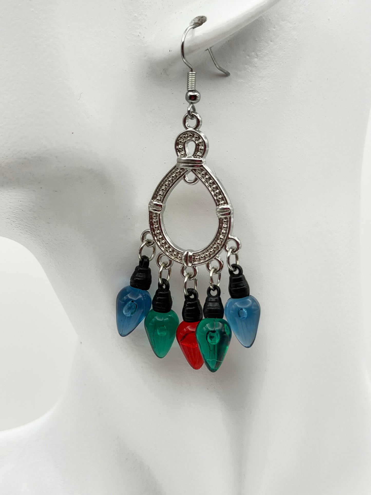 Merry & Bright Christmas Light Charm Earrings-Oval Chandelier | Holiday Earrings